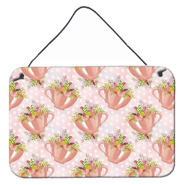 Micasa Tea Cup & Flowers Pink Wall or Door Hanging Prints8 x 12 in. MI234097